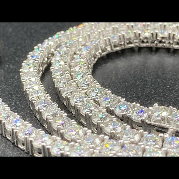 925 Silver Moissanite Tennis Chain Necklace 18” 20” 22” 24” 3mm - Picture 6 of 11
